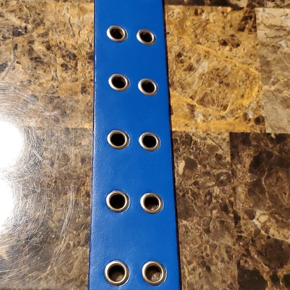 1.5 inch wide royal blue riveted belt